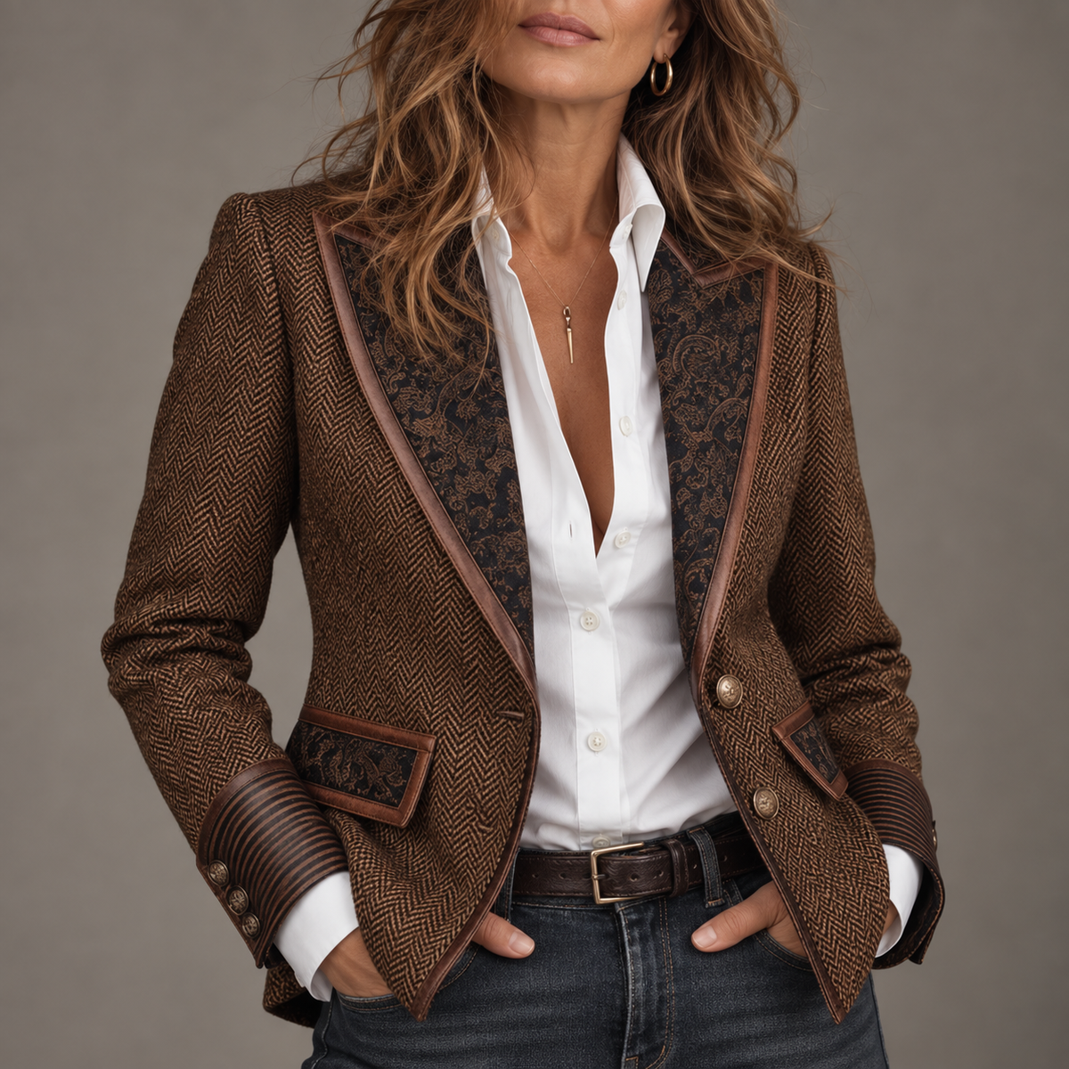 Consuelo - Blazer con Paneles en Espiga