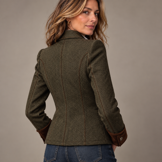 Dolores - Blazer de Sarga con Ribete en Contraste