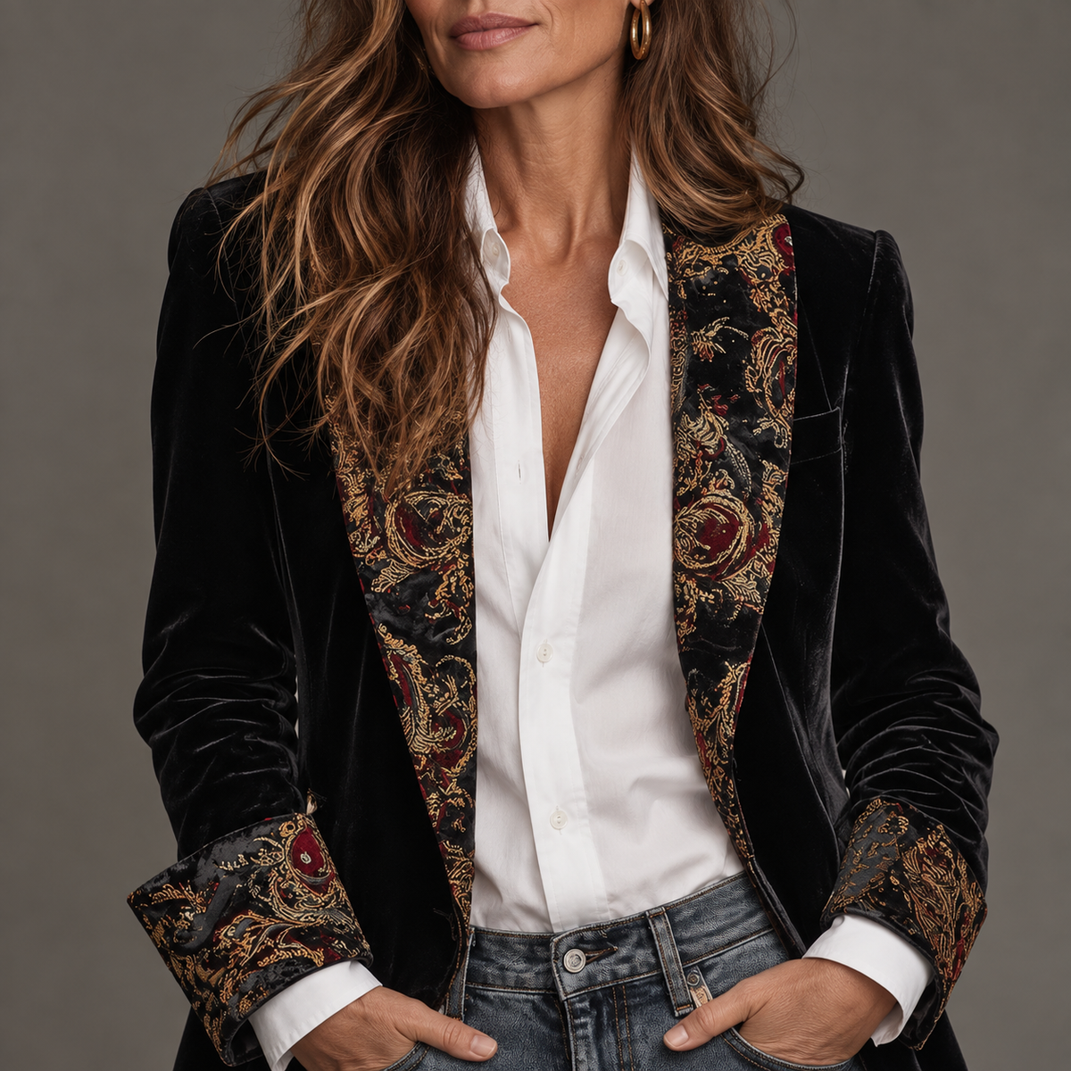 Marta - Blazer de Corte Entallado con Estampado Barroco