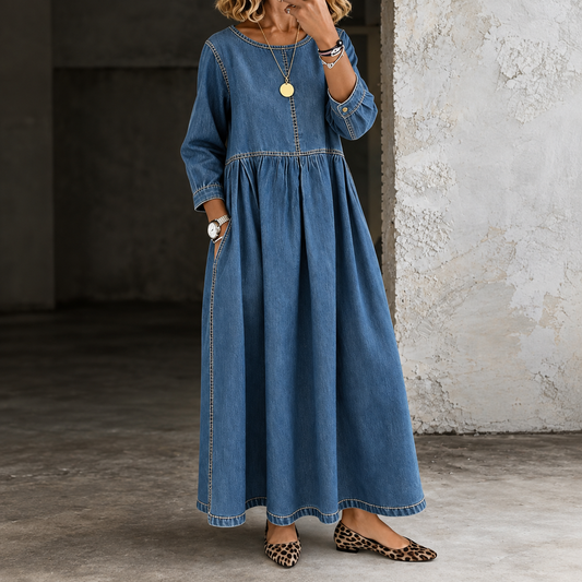 Soraya | Vestido largo vaquero de estilo vintage