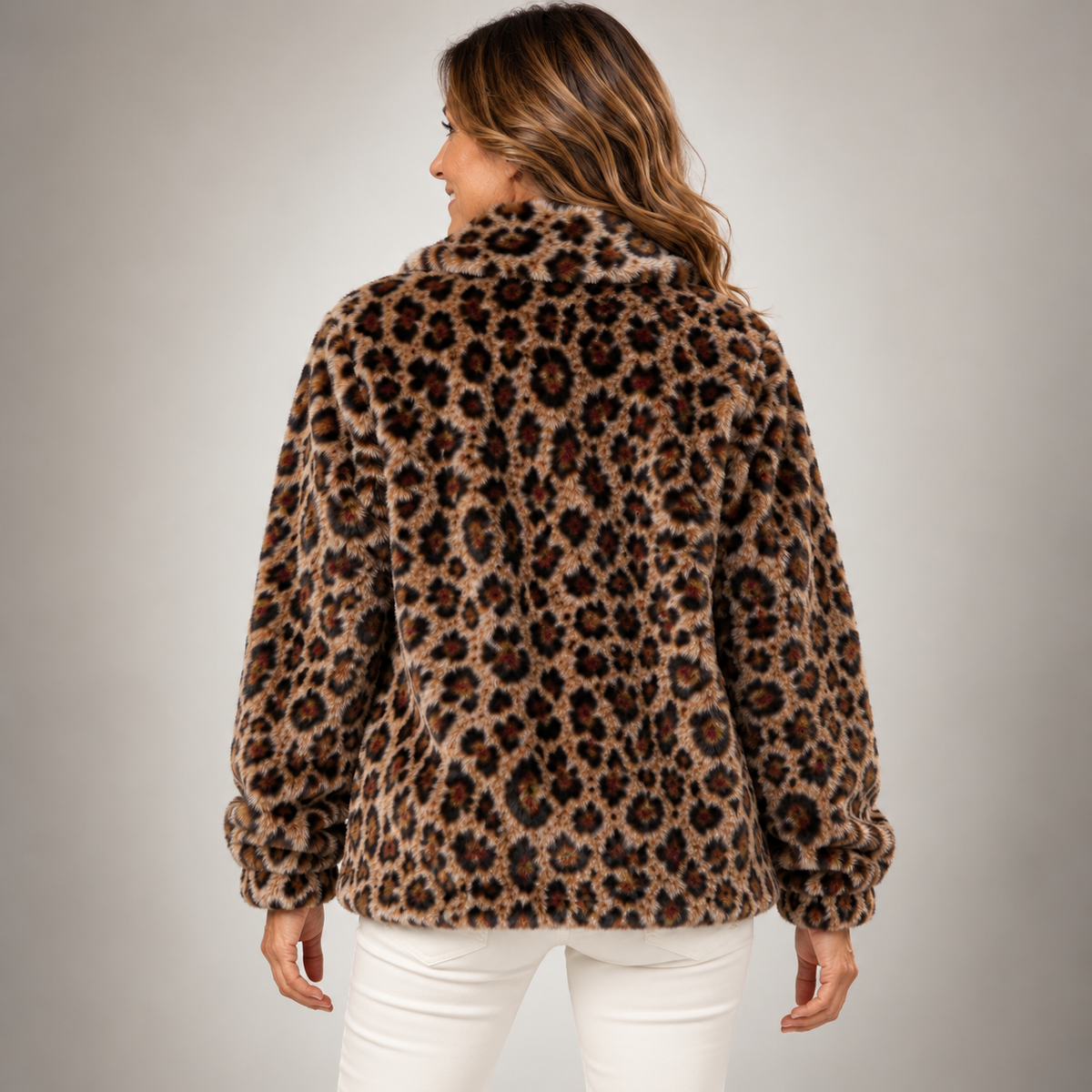 Rosario | Chaqueta de Pelo Estampado Leopardo