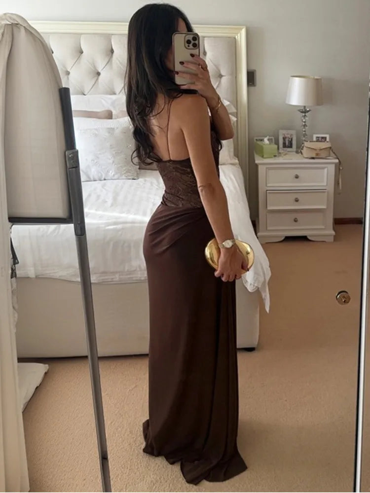 Siara | Vestido largo encaje y satén