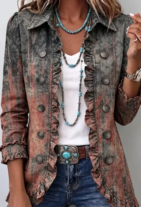 Chaqueta cachemira vintage con volantes
