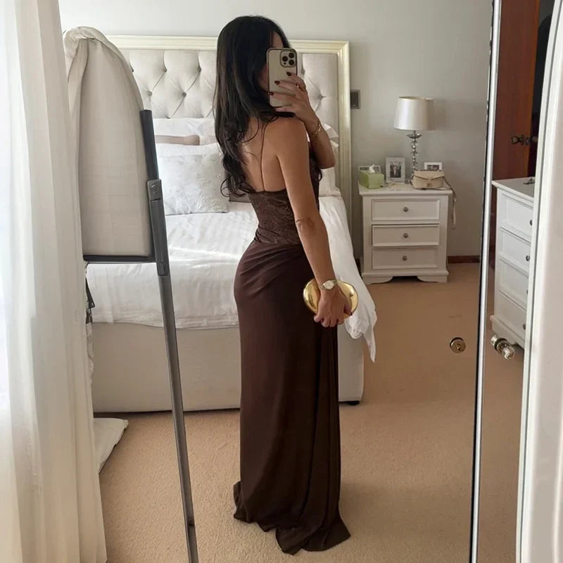 Siara | Vestido largo encaje y satén