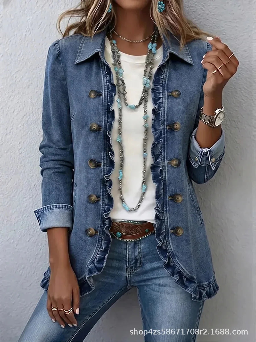 Chaqueta efecto vaquero con volantes