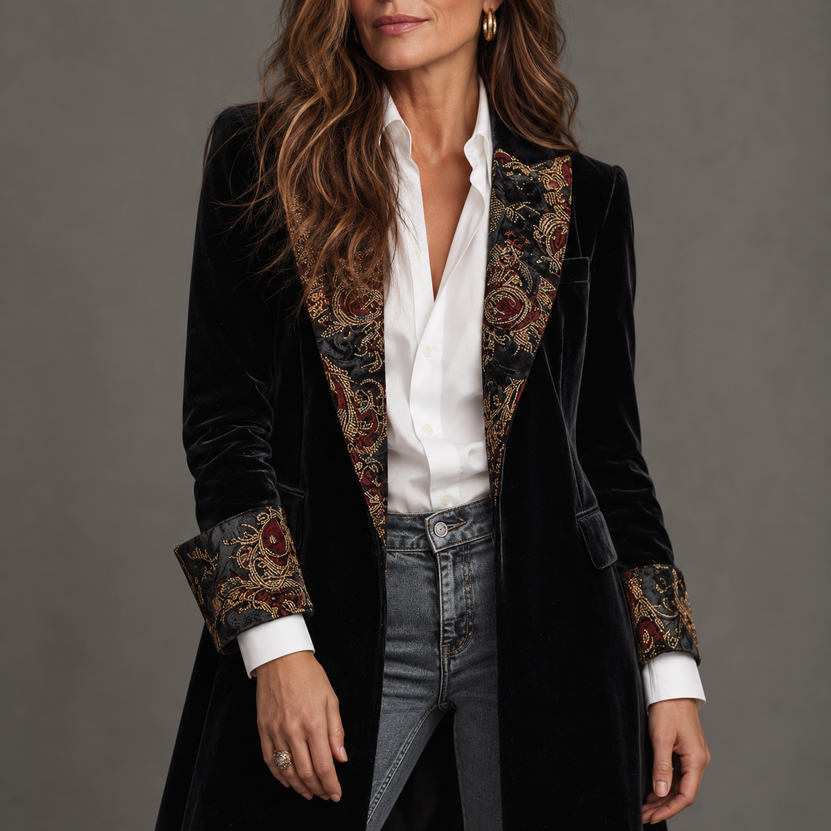 Marta - Blazer de Corte Entallado con Estampado Barroco
