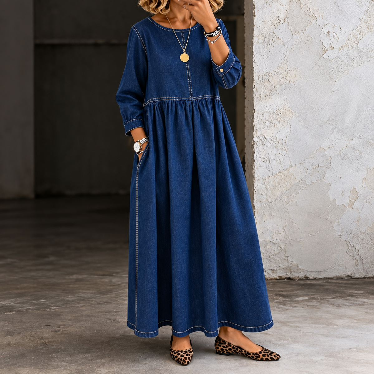 Soraya | Vestido largo vaquero de estilo vintage