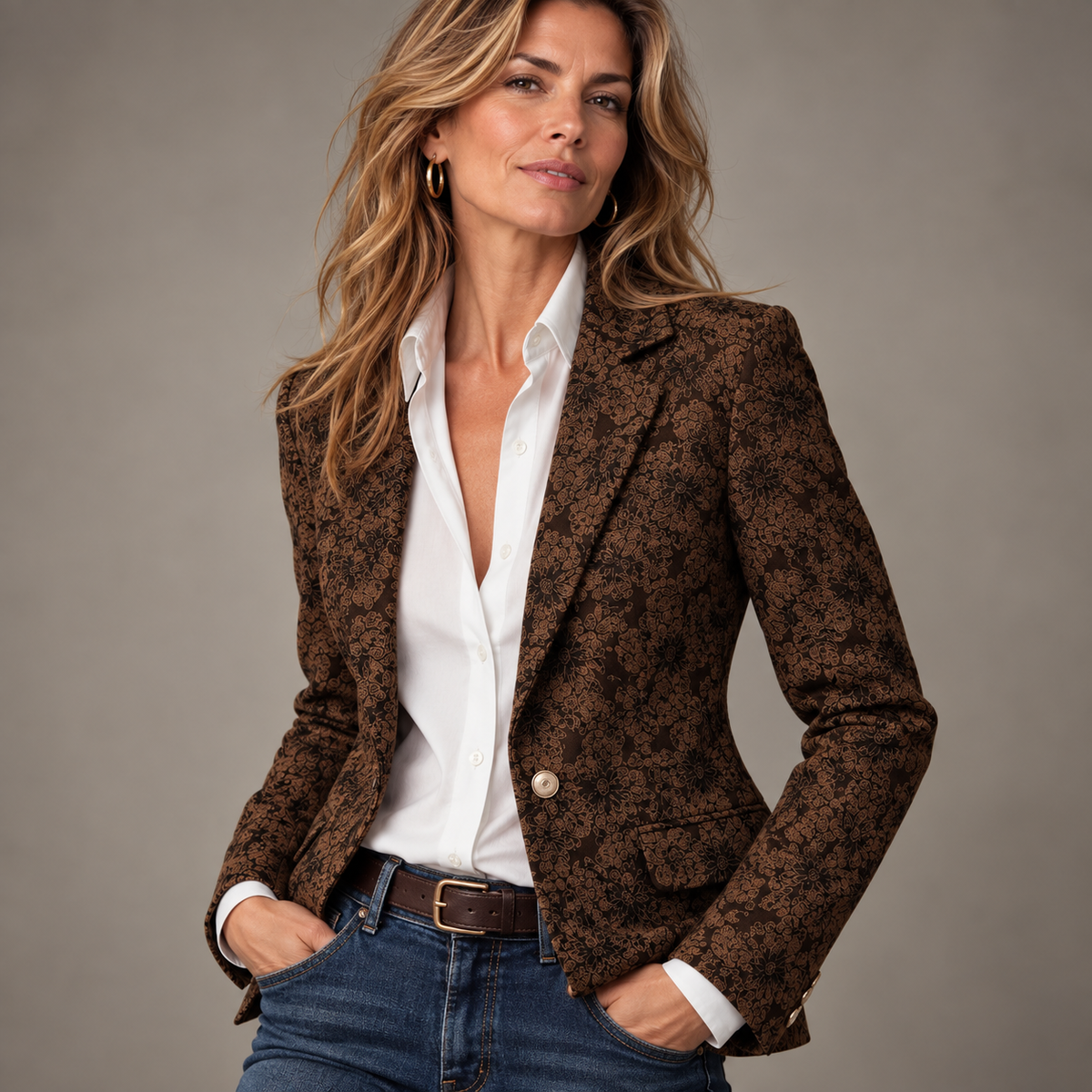 Antonia - Blazer de Jacquard con Estampado de Paisley