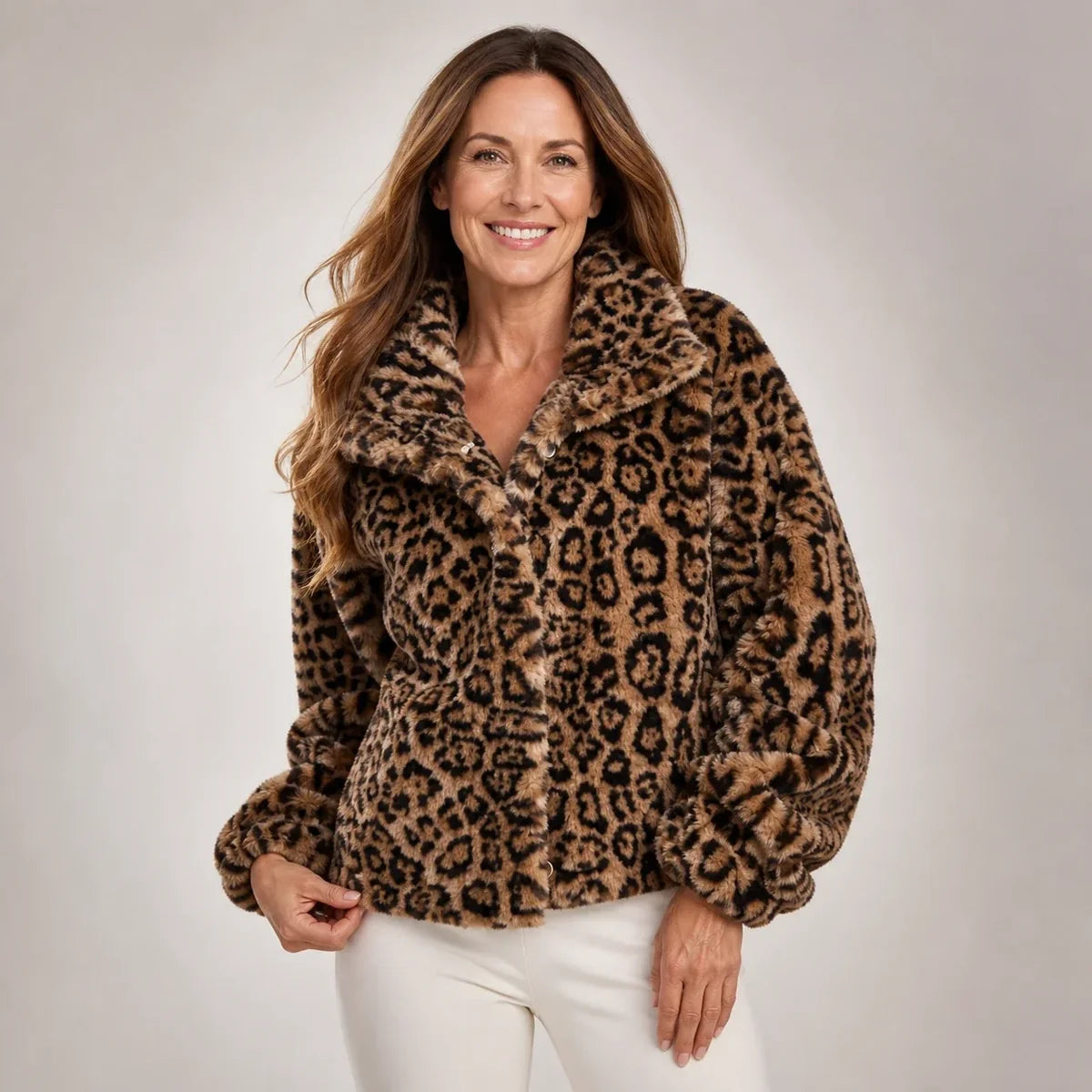 Rosario | Chaqueta de Pelo Estampado Leopardo