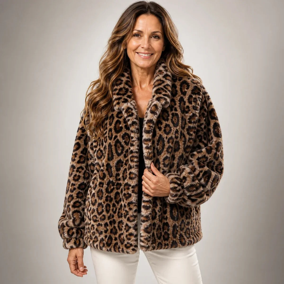 Rosario | Chaqueta de Pelo Estampado Leopardo