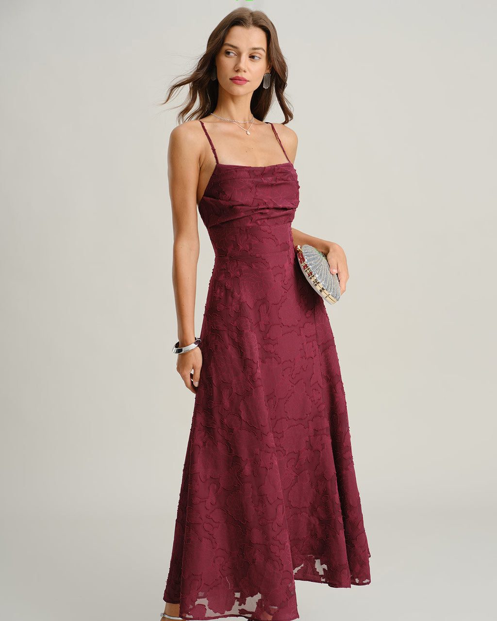Amalia | Vestido Jacquard Slip Maxi