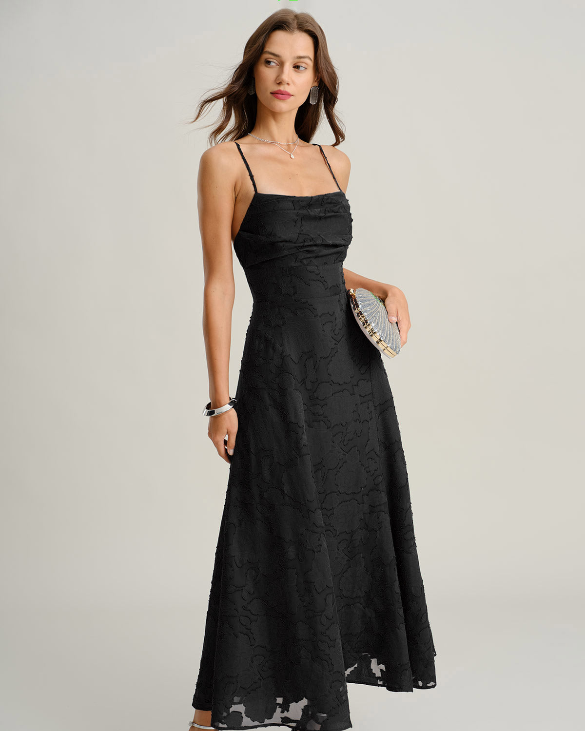 Amalia | Vestido Jacquard Slip Maxi