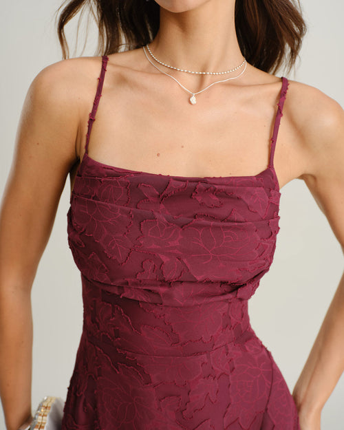Amalia | Vestido Jacquard Slip Maxi