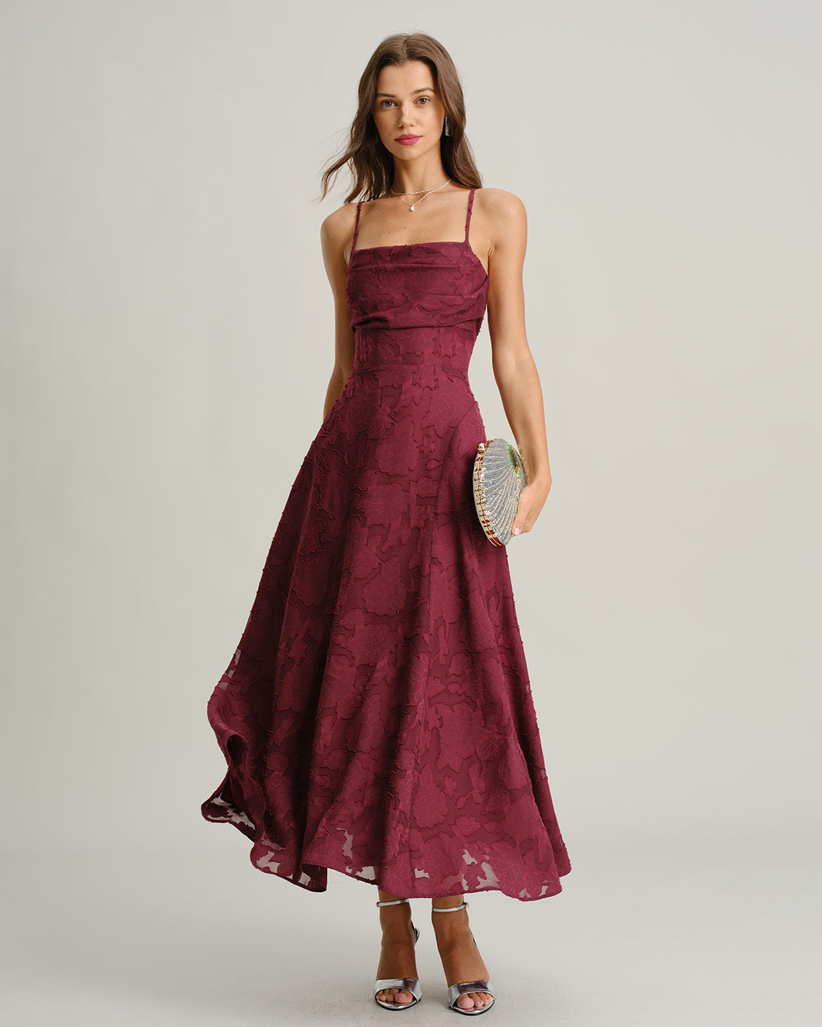 Amalia | Vestido Jacquard Slip Maxi