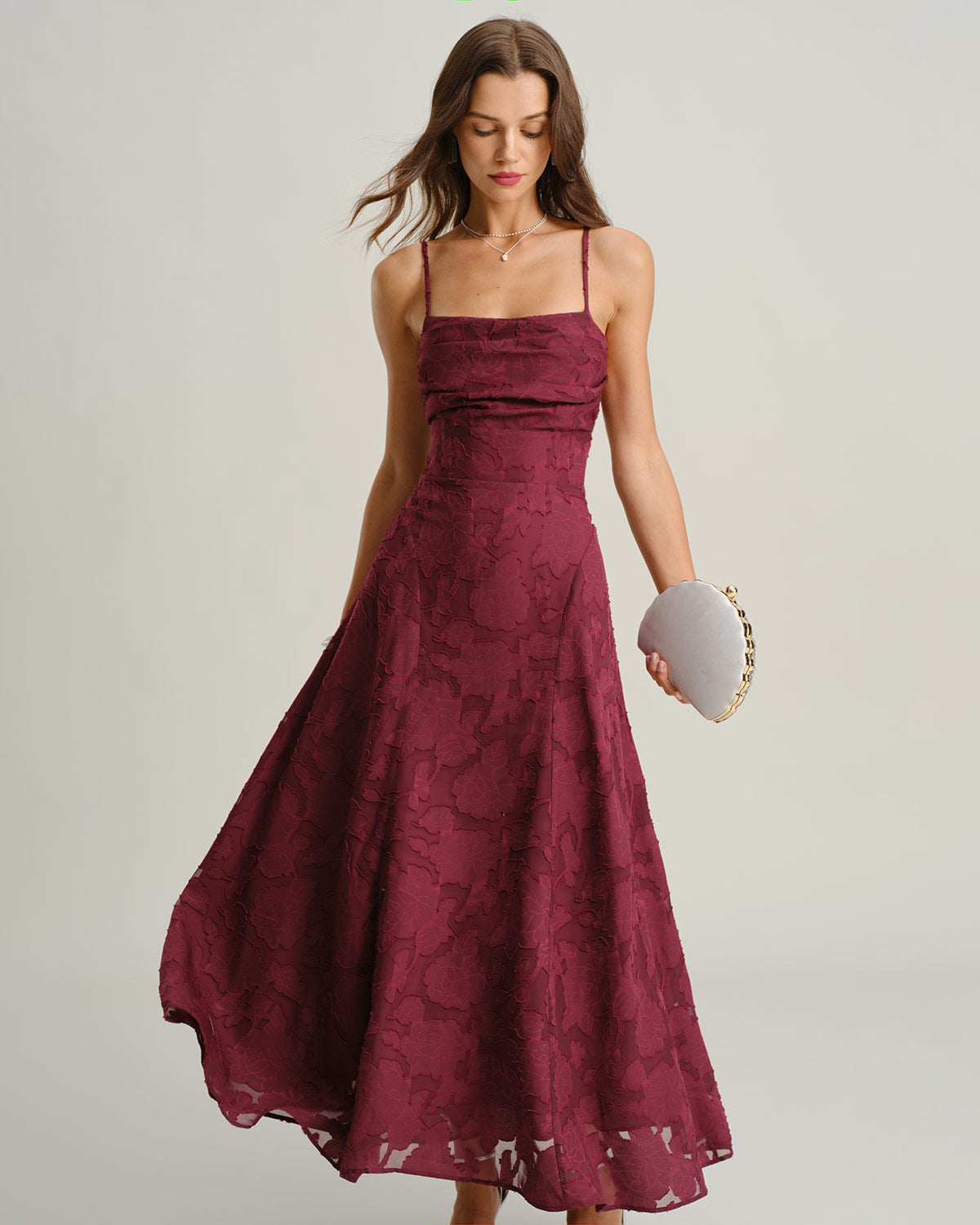 Amalia | Vestido Jacquard Slip Maxi